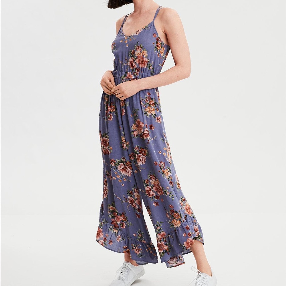 AE Purple Floral Jumpsuit - size M